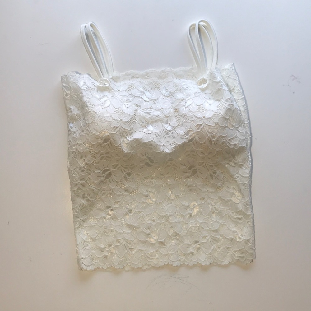 White Lace Tank with Built in Bra XS/S